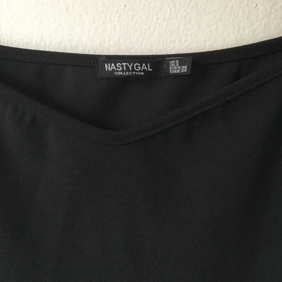 Nasty Gal Long Sleeve Faux Wrap Black Mini Dress Size 4 - Picture 5 of 8